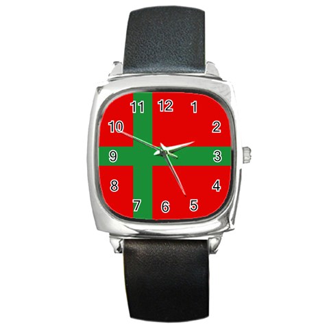 Bornholm Denmark Flag Square Metal Watch from UrbanLoad.com Front