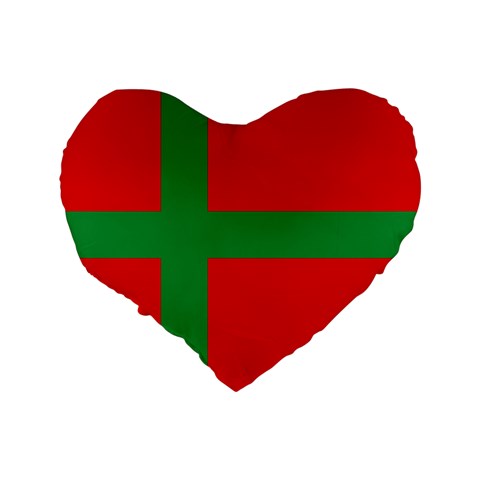 Bornholm Denmark Flag Standard 16  Premium Flano Heart Shape Cushions from UrbanLoad.com Back
