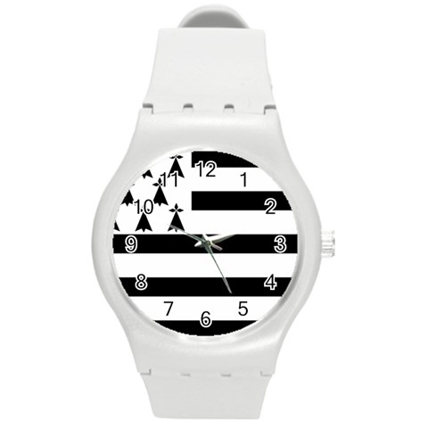 Brittany Flag Round Plastic Sport Watch (M) from UrbanLoad.com Front