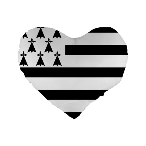 Brittany Flag Standard 16  Premium Heart Shape Cushions from UrbanLoad.com Front