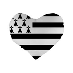 Brittany Flag Standard 16  Premium Heart Shape Cushions from UrbanLoad.com Back