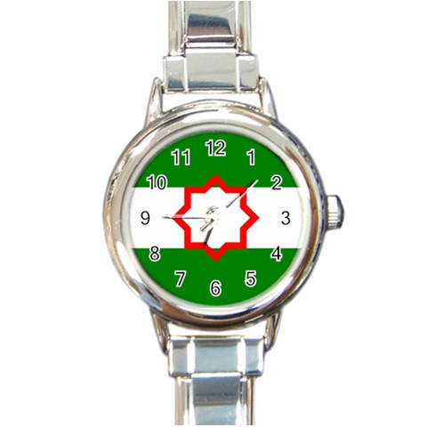 Andalusia Flag Round Italian Charm Watch from UrbanLoad.com Front