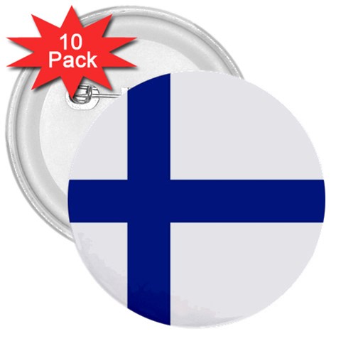 Finland 3  Buttons (10 pack)  from UrbanLoad.com Front