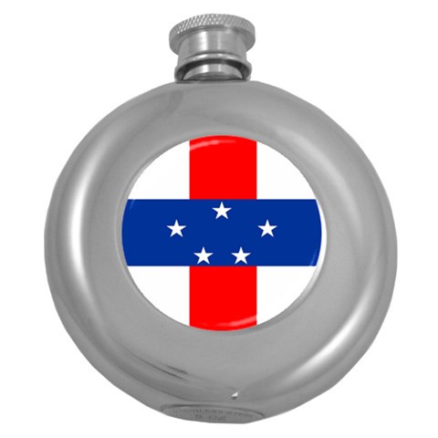 Netherlands Antilles Round Hip Flask (5 oz) from UrbanLoad.com Front