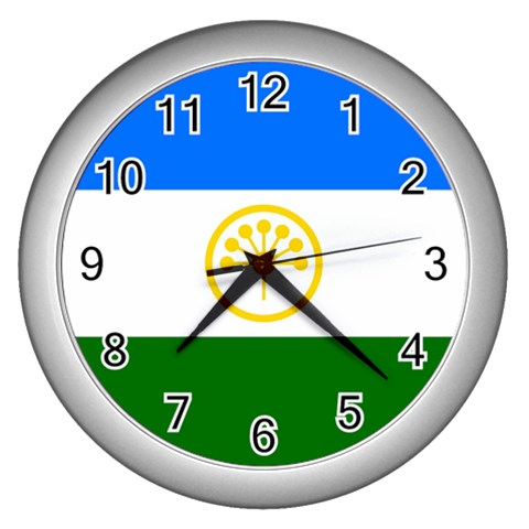 Bashkortostan Flag Wall Clock (Silver) from UrbanLoad.com Front