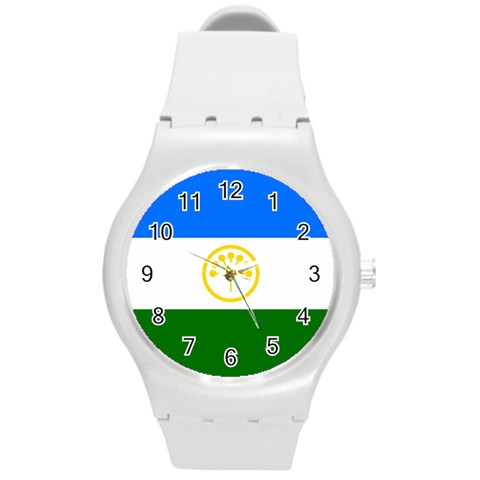 Bashkortostan Flag Round Plastic Sport Watch (M) from UrbanLoad.com Front