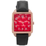 Red Textured Wall Rose Gold Leather Watch 