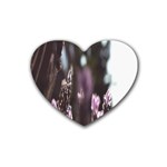 Purple Flower Pattern Rubber Coaster (Heart)