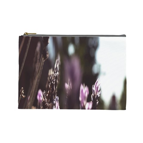 Purple Flower Pattern Cosmetic Bag (Large) from UrbanLoad.com Front