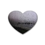 Rain On Glass Texture Rubber Heart Coaster (4 pack)