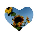 Sunflower Flower Yellow Standard 16  Premium Flano Heart Shape Cushions