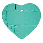 Teal Brick Texture Heart Ornament (Two Sides)