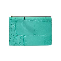 Teal Brick Texture Cosmetic Bag (Medium) from UrbanLoad.com Front