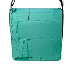 Teal Brick Texture Flap Closure Messenger Bag (L)