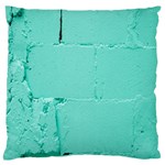 Teal Brick Texture Large Premium Plush Fleece Cushion Case (One Side)