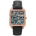Texture Pattern Rose Gold Leather Watch 