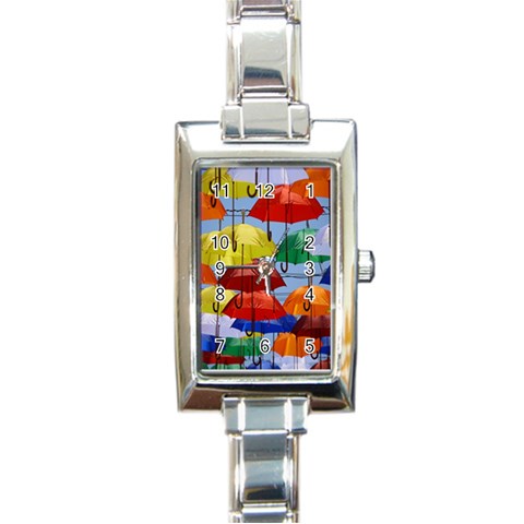 Umbrellas Colourful Rectangle Italian Charm Watch from UrbanLoad.com Front