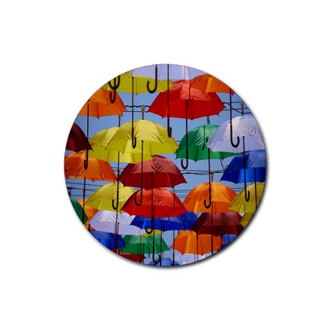Umbrellas Colourful Rubber Coaster (Round) from UrbanLoad.com Front