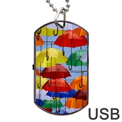 Umbrellas Colourful Dog Tag USB Flash (Two Sides) from UrbanLoad.com Back