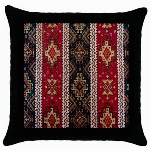 Uzbek Pattern In Temple Throw Pillow Case (Black) from UrbanLoad.com Front