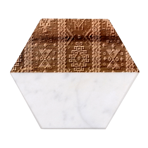 Uzbek Pattern In Temple Marble Wood Coaster (Hexagon)  from UrbanLoad.com Front