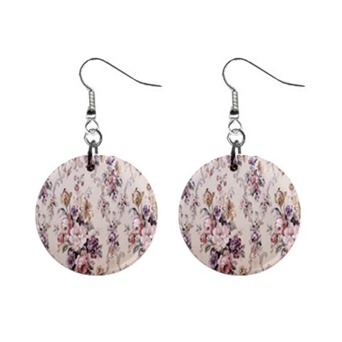Vintage Floral Pattern Mini Button Earrings from UrbanLoad.com Front