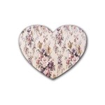 Vintage Floral Pattern Rubber Coaster (Heart)