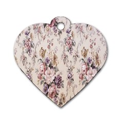 Vintage Floral Pattern Dog Tag Heart (Two Sides) from UrbanLoad.com Front