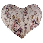 Vintage Floral Pattern Large 19  Premium Heart Shape Cushions
