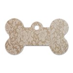 Vintage Wallpaper With Flowers Dog Tag Bone (Two Sides)