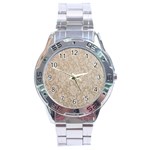 Vintage Wallpaper With Flowers Stainless Steel Analogue Watch
