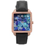 Wallpaper Design Pattern Rose Gold Leather Watch 