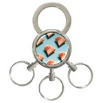 Watermelon Against Blue Surface Pattern 3-Ring Key Chain