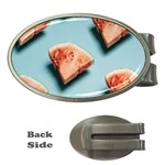 Watermelon Against Blue Surface Pattern Money Clips (Oval) 