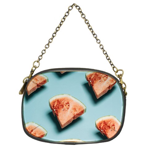 Watermelon Against Blue Surface Pattern Chain Purse (Two Sides) from UrbanLoad.com Front