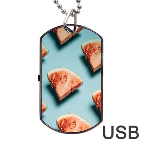 Watermelon Against Blue Surface Pattern Dog Tag USB Flash (Two Sides) from UrbanLoad.com Front
