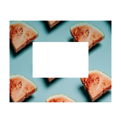 Watermelon Against Blue Surface Pattern White Tabletop Photo Frame 4 x6  from UrbanLoad.com Front