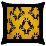 Yellow Regal Filagree Pattern Throw Pillow Case (Black)