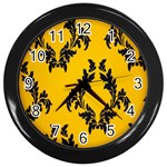 Yellow Regal Filagree Pattern Wall Clock (Black)