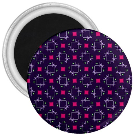 Geometric Pattern Retro Style 3  Magnets from UrbanLoad.com Front