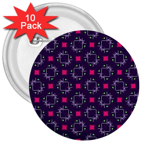 Geometric Pattern Retro Style 3  Buttons (10 pack)  from UrbanLoad.com Front
