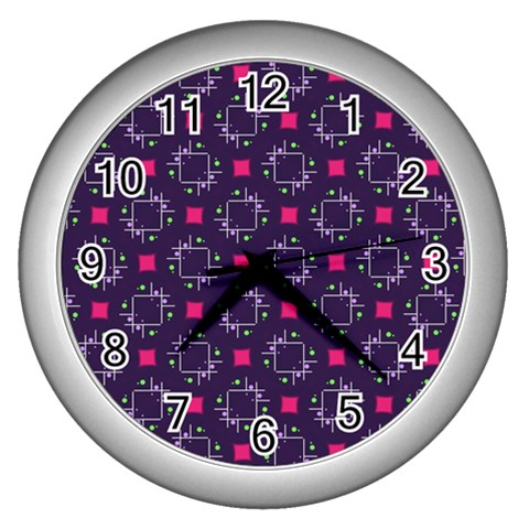 Geometric Pattern Retro Style Wall Clock (Silver) from UrbanLoad.com Front