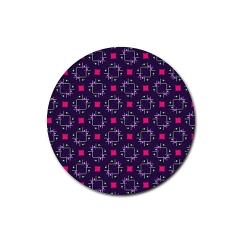Geometric Pattern Retro Style Rubber Coaster (Round) from UrbanLoad.com Front