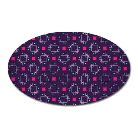 Geometric Pattern Retro Style Oval Magnet from UrbanLoad.com Front