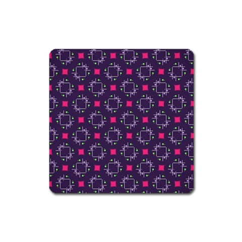 Geometric Pattern Retro Style Square Magnet from UrbanLoad.com Front