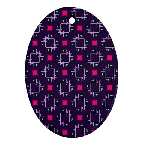 Geometric Pattern Retro Style Oval Ornament (Two Sides) from UrbanLoad.com Front