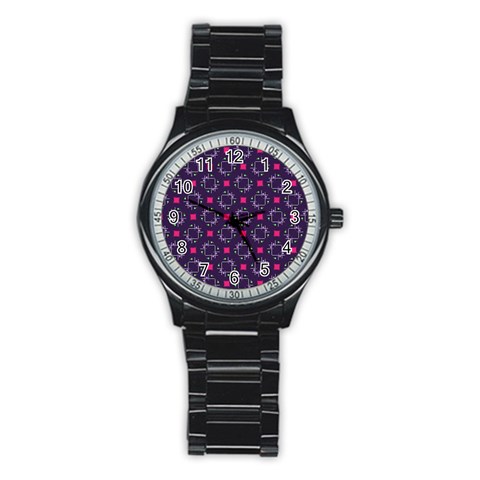 Geometric Pattern Retro Style Stainless Steel Round Watch from UrbanLoad.com Front