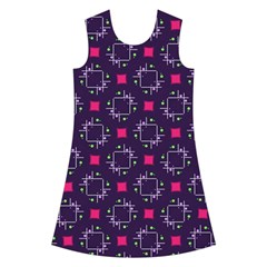 Geometric Pattern Retro Style Kids  Short Sleeve Velvet Dress from UrbanLoad.com Front