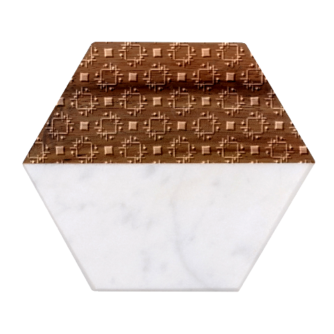 Geometric Pattern Retro Style Marble Wood Coaster (Hexagon)  from UrbanLoad.com Front