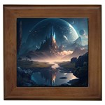 Space Planet Universe Galaxy Moon Framed Tile